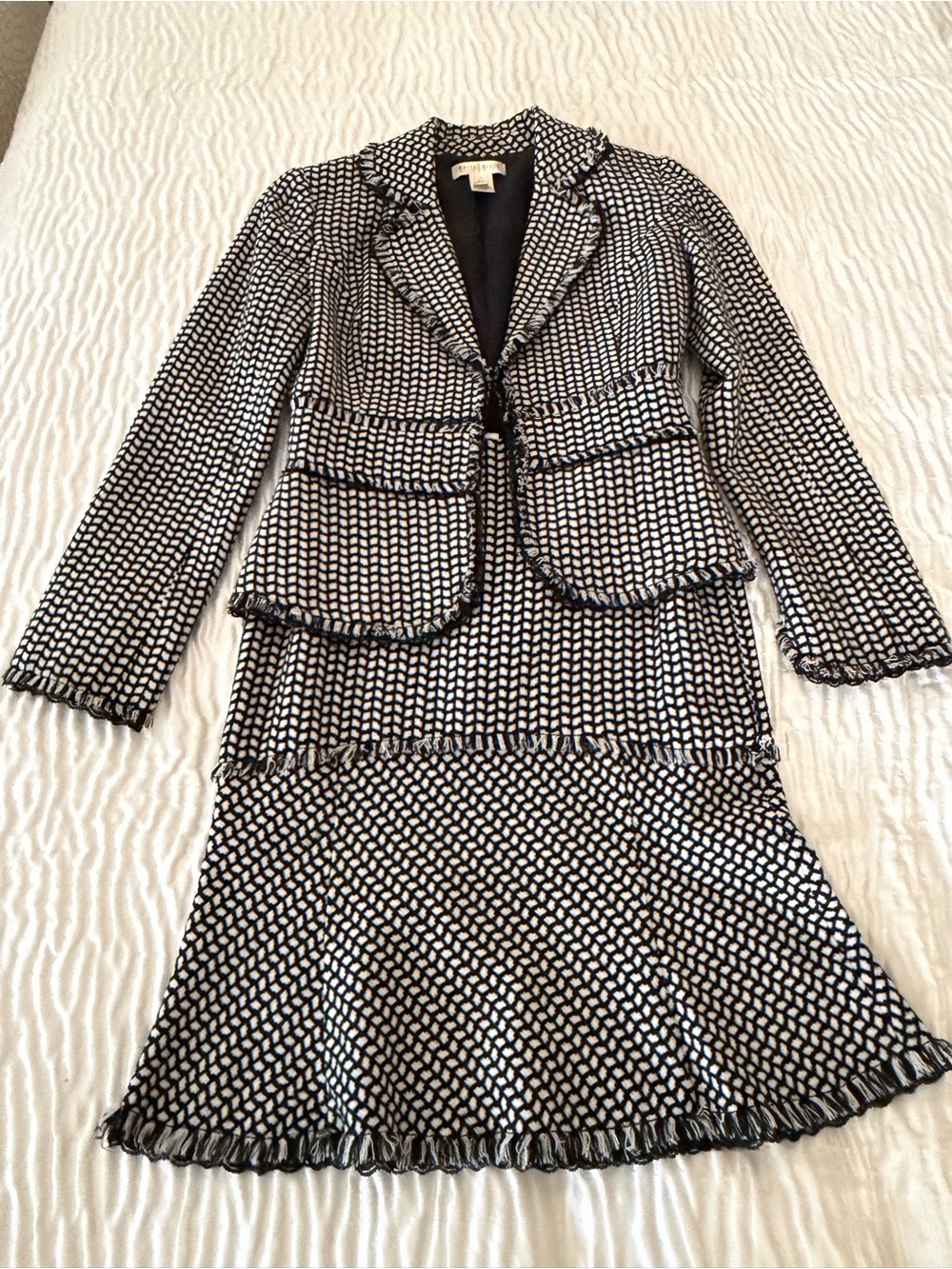 White House Black Market Black & White Tweed Blazer and Skirt Set